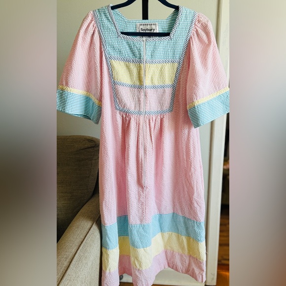 Saybury Other - Vintage 1980’s Housecoat Seersucker Pastels Saybury. 
#oo1‎